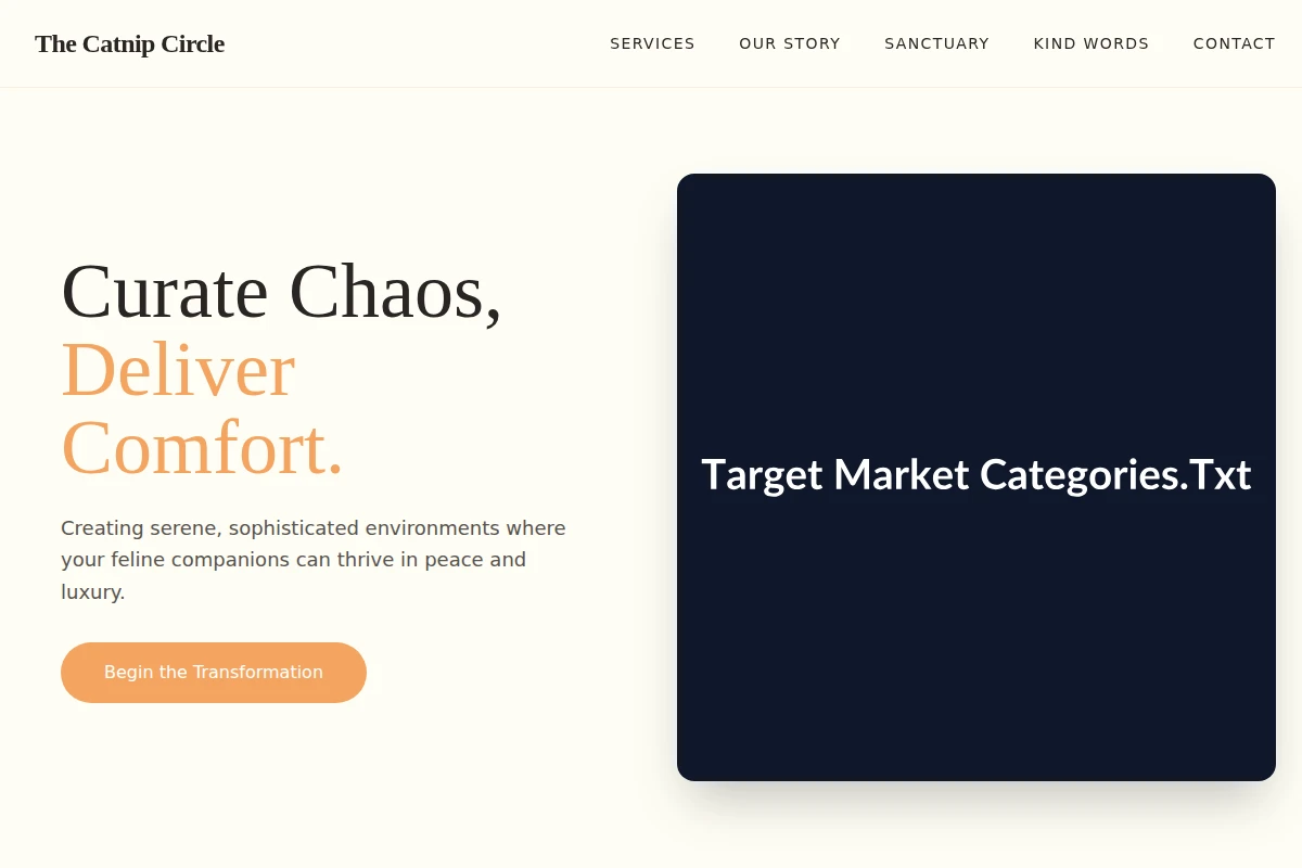 Purr-fect Target Market Categories.Txt